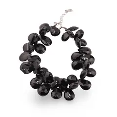 Bratara Spinel negru briolete fatetate 13-14mm si argint 925