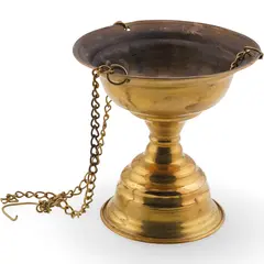 Cadelnita vintage din alama pentru fumigatie cu lant - 8cm