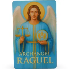 Card feng shui din plastic Arhanghelul RAGUEL, Ingerul justitiei si al armoniei