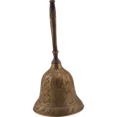 Clopotel vintage din alama, model gravat floral - 13cm