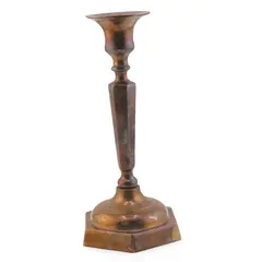 Sfesnic vintage din alama cu baza hexagonala - 13,5cm