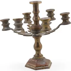 Sfesnic vintage din alama, model mic cu sase brate decupate - 9cm