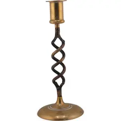 Sfesnic vintage din alama, model spirala dubla antichizata - 20,5cm