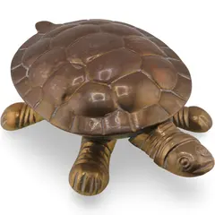 Statueta vintage din alama brosca testoasa cu compartiment - 17,5cm