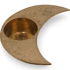 Suport vintage din alama pentru lumanare, in forma de semiluna - 11,5cm
