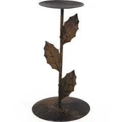Suport vintage din metal, cu baza rotunda si frunze stilizate - 17,5cm