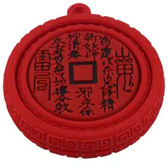 Talisman feng shui rotativ cu trigrame Bagua pentru protectie si prosperitate, rosu - 7cm