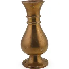 Vaza vintage din alama, model clasic bombat - 13cm