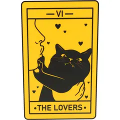 Decoratiune tip carte de tarot THE LOVERS, 20cm - galben cu negru