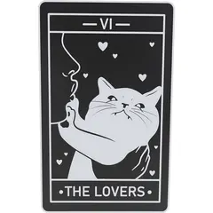 Decoratiune tip carte de tarot THE LOVERS, 20cm - negru cu alb