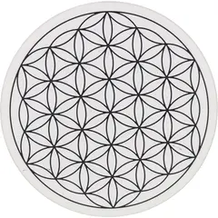 Grila pentru cristale Floarea Vietii gravata, 20cm - alb cu negru