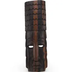 Masca vintage din lemn, model sculptat vertical - 33cm