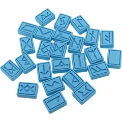 Set 25 rune gravate dreptunghiulare, albastru deschis