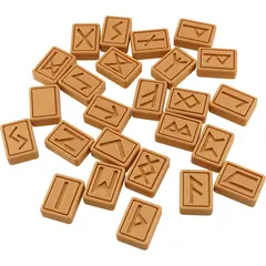 Set 25 rune gravate dreptunghiulare, galben inchis