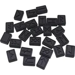 Set 25 rune gravate dreptunghiulare, negru