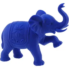 Statueta feng shui Elefant albastru cu trompa ridicata pentru noroc si succes, 13cm