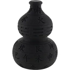 Statueta feng shui Wu Lou negru cu trigramele Bagua si Yin Yang, negru - 7cm