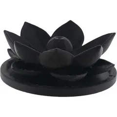 Suport aromaterapie pentru ardere betisoare parfumate, model floare de lotus neagra - 2,5cm