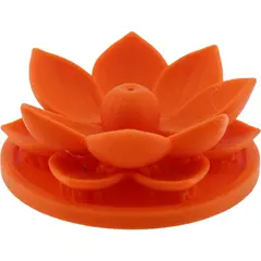 Suport aromaterapie pentru ardere betisoare parfumate, model floare de lotus portocalie - 2,5cm