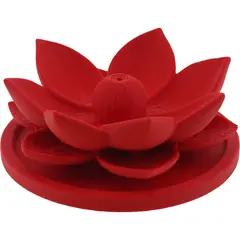 Suport aromaterapie pentru ardere betisoare parfumate, model floare de lotus rosie - 2,5cm