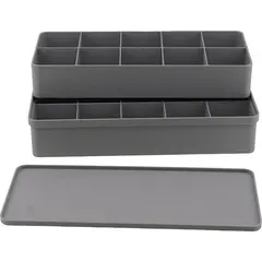 Cutie organizator / Suport pentru cristale dubla cu 20 compartimente, gri - 15cm
