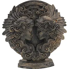 Decoratiune gravata zodia Gemeni cu accente aurii, 13,5cm