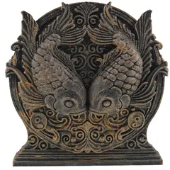 Decoratiune gravata zodia Pesti cu accente aurii, 13,5cm