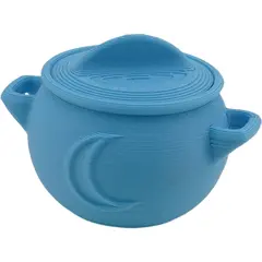 Decoratiune mini ceaun ritualic cu capac, albastru deschis - 2,5cm