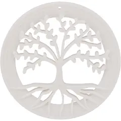 Decoratiune rotunda Copacul Vietii, model perforat alb - 7,5cm