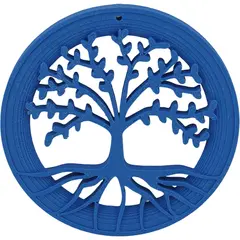 Decoratiune rotunda Copacul Vietii, model perforat albastru - 7,5cm