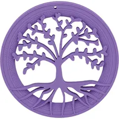 Decoratiune rotunda Copacul Vietii, model perforat mov - 7,5cm