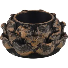 Decoratiune / Suport pentru cristale, model floare de lotus, negru antichizat manual - 4,5cm