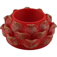 Decoratiune / Suport pentru cristale, model floare de lotus, rosu cu accente aurii - 4,5cm
