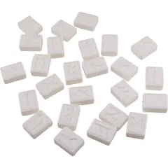 Set 25 rune gravate dreptunghiulare, alb