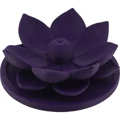 Suport aromaterapie pentru ardere betisoare parfumate, model floare de lotus mov - 2,5cm