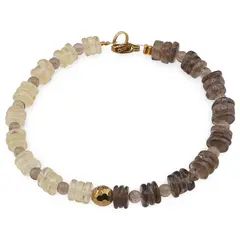 Bratara Cuart fumuriu si Citrin rondele 6-7mm, Cuart fumuriu sfere 4mm si Hematit auriu