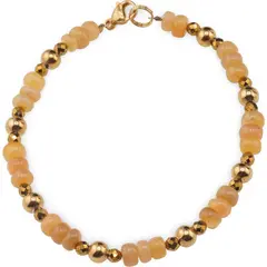 Bratara Opal de foc rondele 5-6mm, Hematit auriu sfere fatetate 3mmsi elemente aurii cu inchizatoare aurie