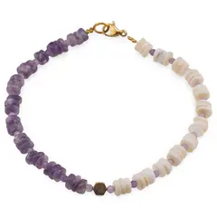 Bratara Opal si Lepidolit rondele 5mm, Ametist sfere fatetate 2mm si Hematit auriu