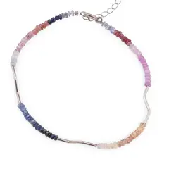 Bratara Safir multicolor discuri fatetate 3mm si elemente de argint 925