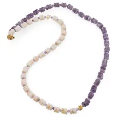 Colier Opal si Lepidolit rondele 5mm, Ametist sfere fatetate 2mm si Hematit auriu