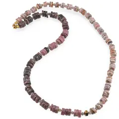 Colier Rodonit si Rodocrozit rondele 6-7mm, Labradorit 3mm si Hematit auriu