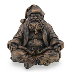 Decoratiune Mos Craciun in pozitie de lotus antichizata manual - 14,5cm