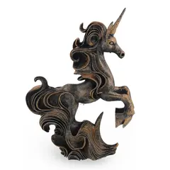 Statueta Unicorn pe doua picioare antichizata manual - 17cm