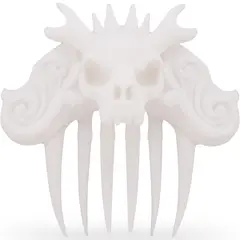 Accesoriu ac de par cu craniu stilizat, 10cm - alb