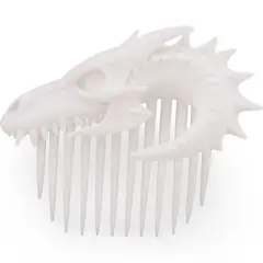 Accesoriu ac de par cu profil de dragon, 10cm - alb