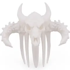 Accesoriu ac de par model craniu de animal cu coarne, 10cm - alb