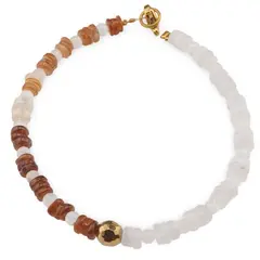 Bratara Granat Hessonit si Piatra lunii rondele 5mm, Piatra lunii sfere 4mm si Hematit auriu