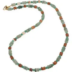 Colier Granat Hessonit si Aventurin rondele 5mm, Aventurin sfere 4mm