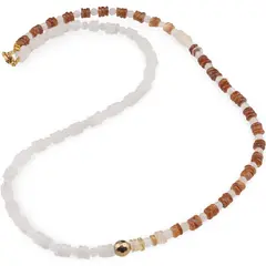 Colier Granat Hessonit si Piatra lunii rondele 5mm, Piatra lunii sfere 4mm si Hematit auriu