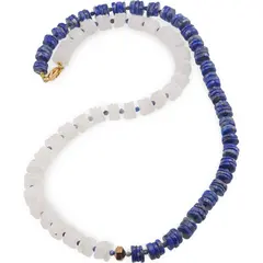 Colier Lapis Lazuli si Piatra lunii rondele 7mm, Lapis lazuli sfere fatetate 2mm si Hematit auriu